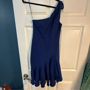 Likely Blue One-Shoulder Sheath Cocktail Dress